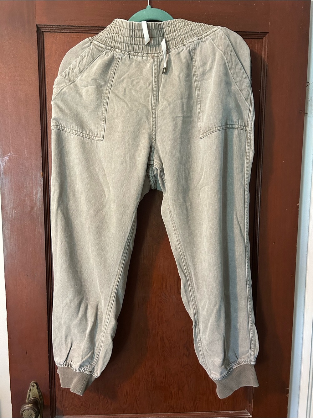 Dear John Taupe Elastic Waist Jogger Pants, size Large